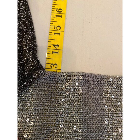NWT Miss Me Long Sleeve Gray & Black Striped Sequin Mesh Top Medium - Picture 7 of 9